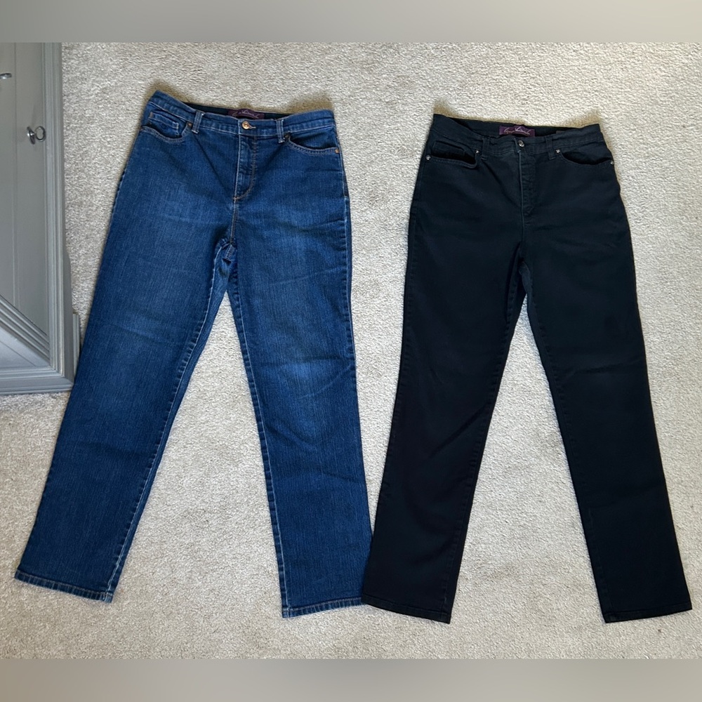 3 Pairs Gloria Vanderbilt Blue White Black Denim Amanda Jeans Size 10